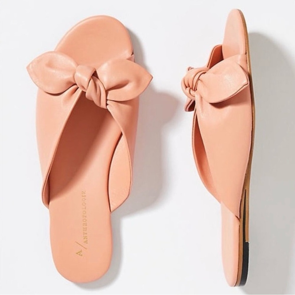 Anthropologie Gemma Bow Peach Slides, size 40 (women’s 9.5)
